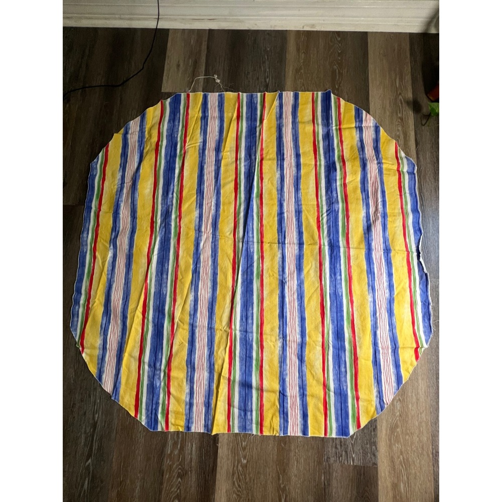 Unbranded Round Tablecloth Unisex OS Yellow Blue Striped Fabric Remnant